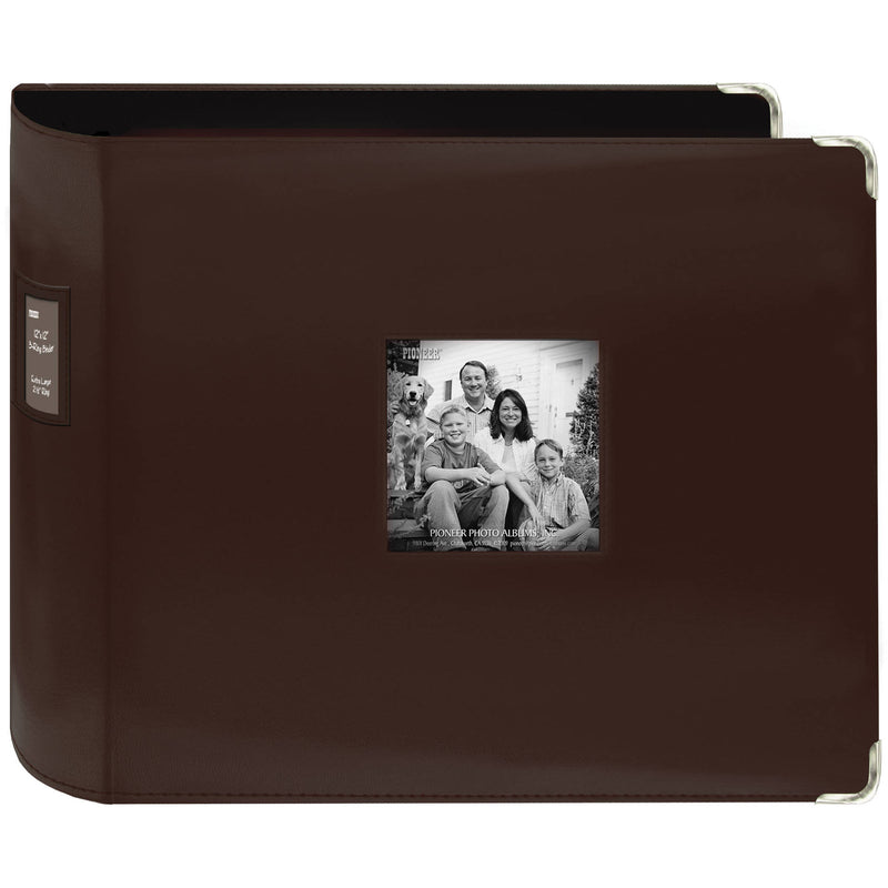 Pioneer Photo Albums T-12JF 12x12" 3-Ring Binder Sewn Leatherette Silver Tone Corner Scrapbook (Purple)