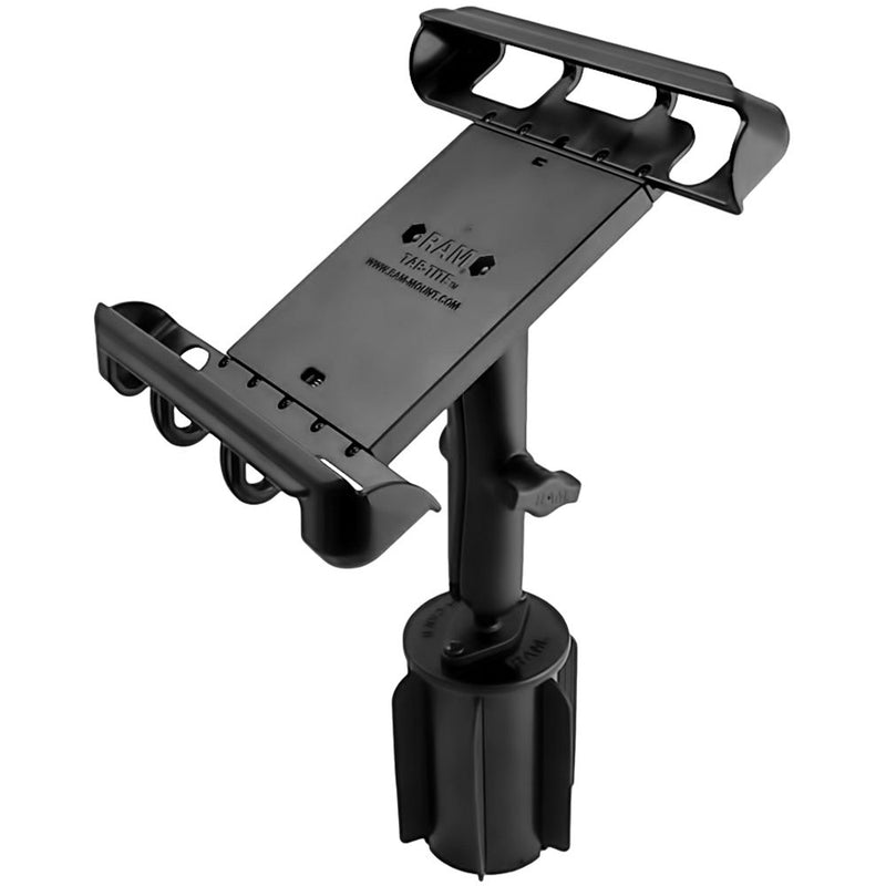 RAM MOUNTS RAM-A-CAN II Universal Cup Holder Mount with Tab-Tite Universal Clamping Cradle for Large Tablets with Heavy Duty Cases