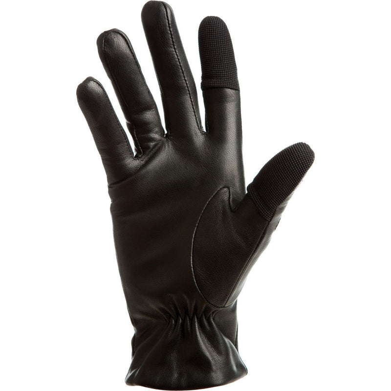 Freehands Women's Leather Gloves (Medium, Black)