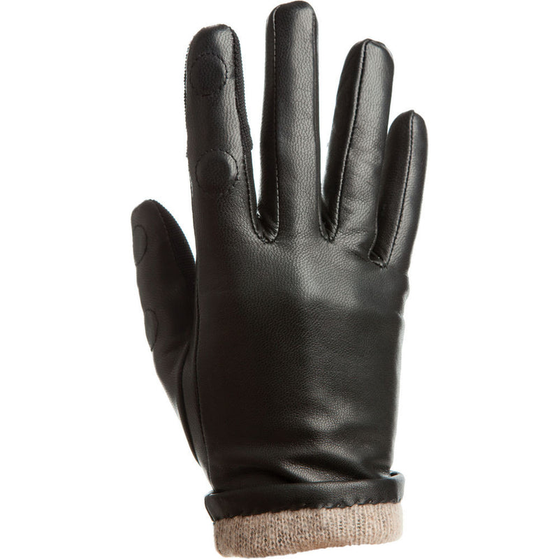 Freehands Women's Leather Gloves (Medium, Black)