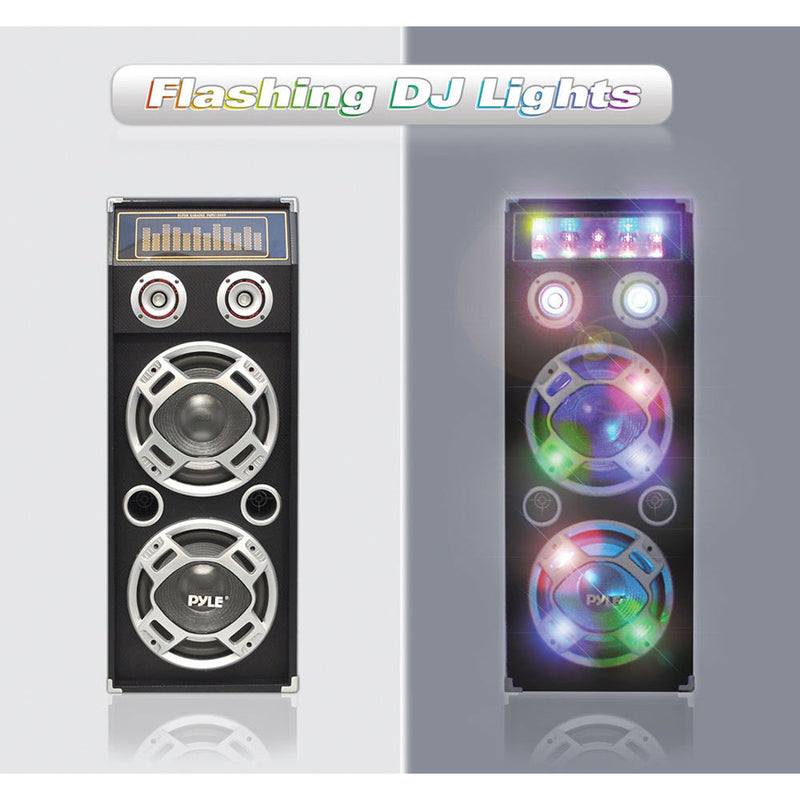 Pyle Pro PSUFM1035A Disco Jam 1,000W 2-Way Bluetooth Speaker System with Flashing DJ Lights