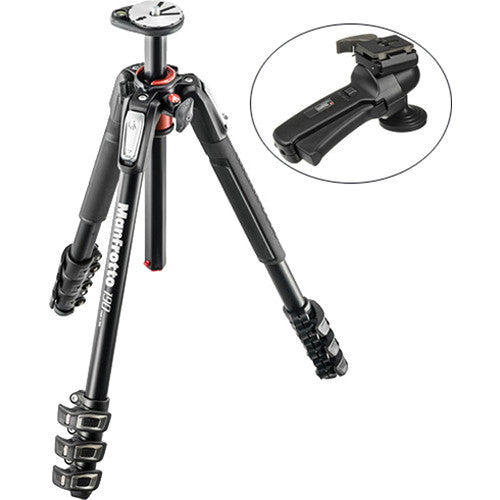 Manfrotto MT190XPRO4 Aluminum Tripod Kit with 322RC2 Grip Action Ball Head and Quick-Release Plate