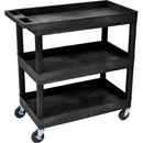 Luxor 32 x 18" Three-Shelf Utility Cart (Black)