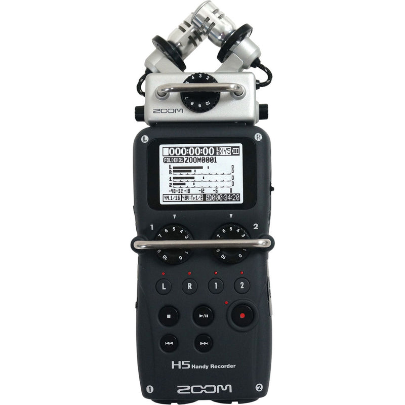 Zoom H5 4-Person Podcast Mic Kit with Handy Recorder, Mics, Headphones & Stands