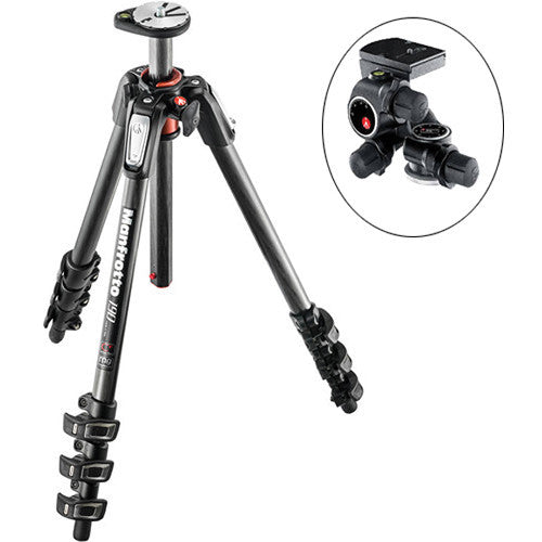 Manfrotto MT190CXPRO4 Carbon Fiber Tripod with 410 Junior Geared Head Kit