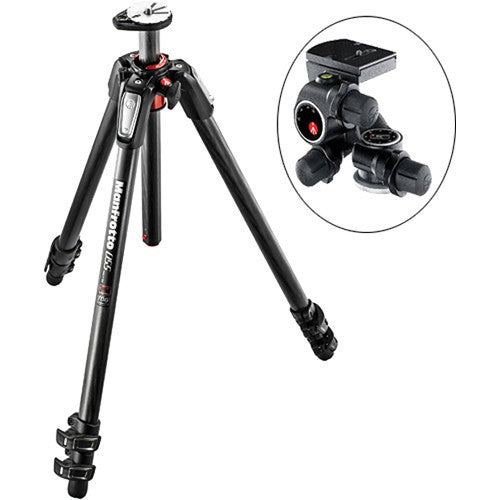 Manfrotto MT055CXPRO3 Carbon Fiber Tripod with 410 Junior Geared Head Kit