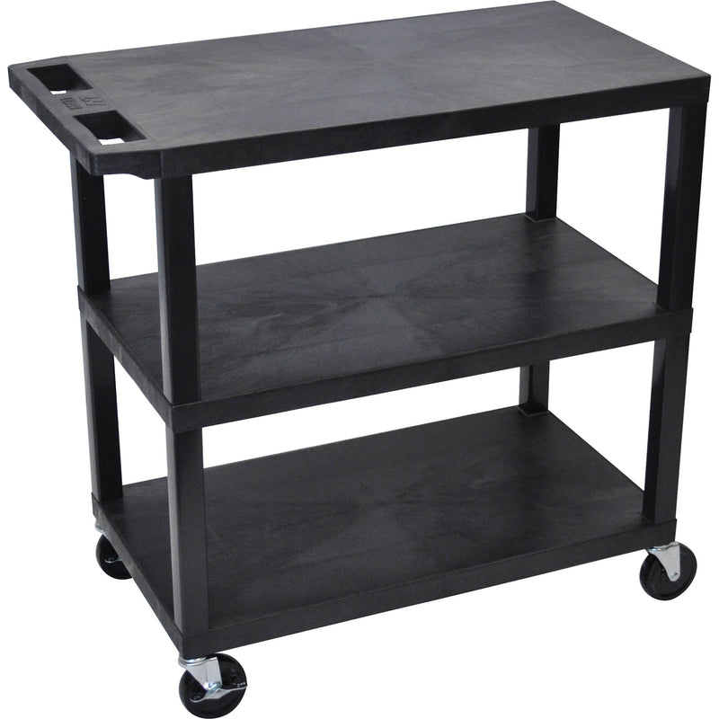 Luxor EC222-B 18 x 32" Three-Shelf Plastic Utility Cart (Black)