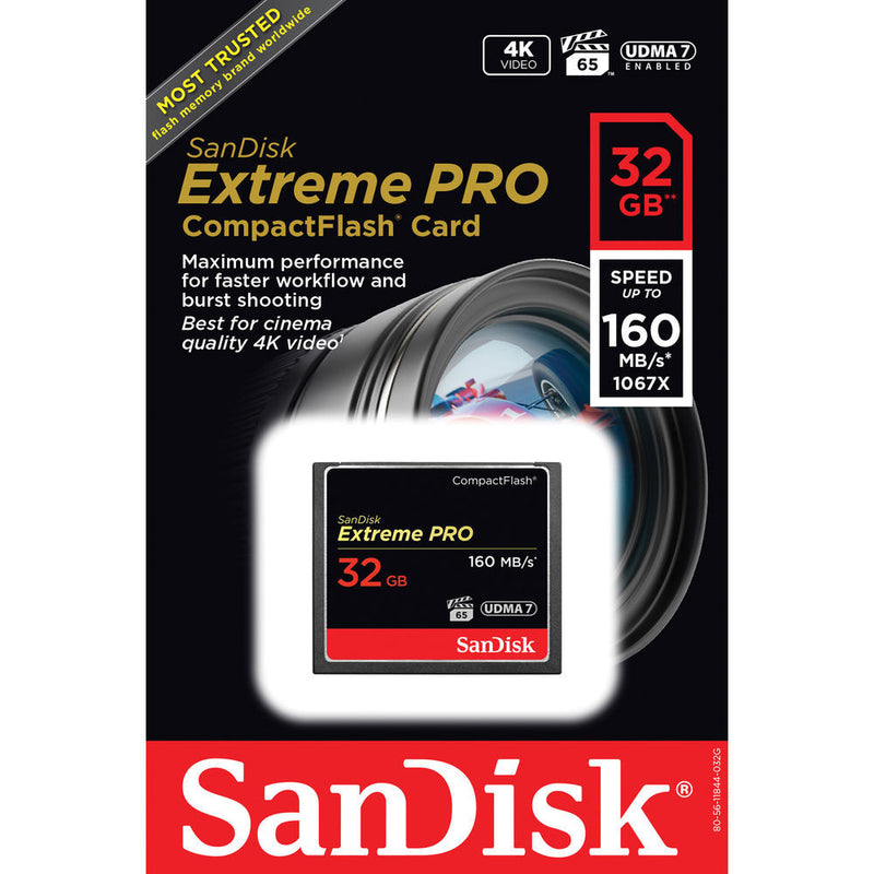 SanDisk 32GB Extreme Pro CompactFlash Memory Card (160MB/s)