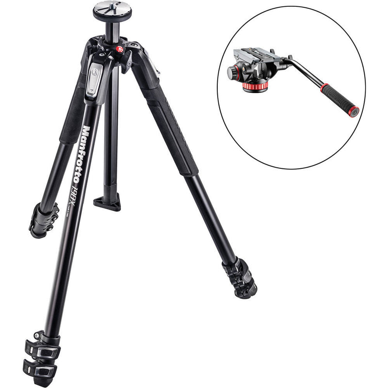 Manfrotto MT190X3 3-Section Tripod with 502HD Pro Video Head Kit