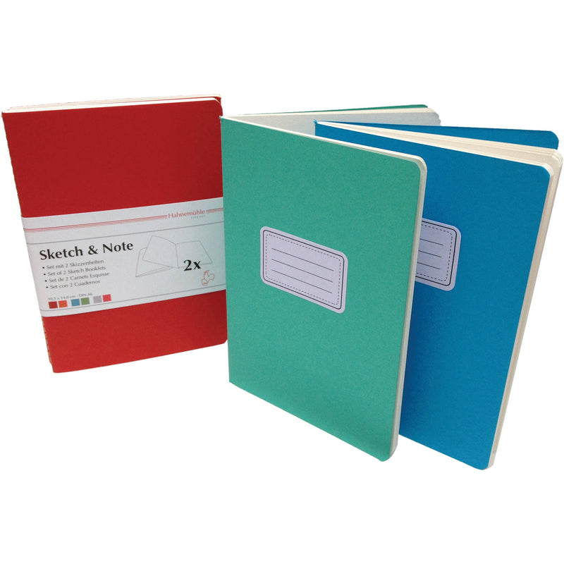 Hahnemuhle Sketch & Note Booklet Bundle (Laurier and Fuchsia Covers, A6, 20 Sheets Each)