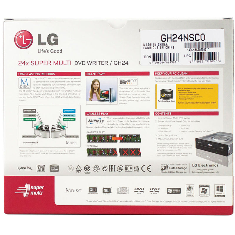 LG Internal 24x Super Multi DVD Rewriter with M-Disc Support