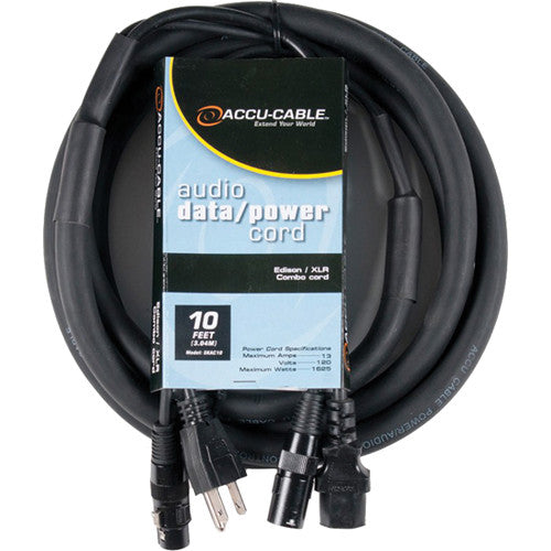 American DJ Edison Male to Female and XLR Male to Male Combo Cable (10')