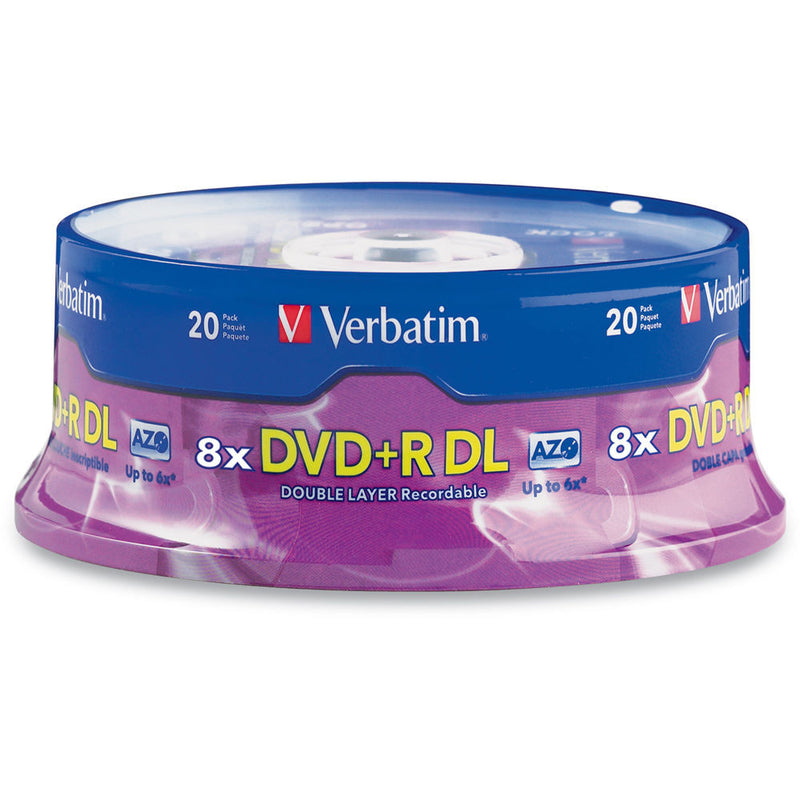 Verbatim DVD+R DL 8.5GB 8X with Branded Surface (20-Pack Spindle)