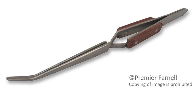 DURATOOL TW1128 Tweezer, Rev Acting, Angled, 160 mm, Steel Body, Steel Tip