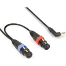 Remote Audio Unbalanced Stereo Breakout Cable, 2 XLR3F to 3.5mm Right Angle TRS Jack (18")