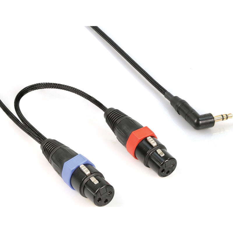 Remote Audio Unbalanced Breakout Cable (2) XLR3F to 3.5mm RA TRS for Stereo Mini-Cam Inputs (18")