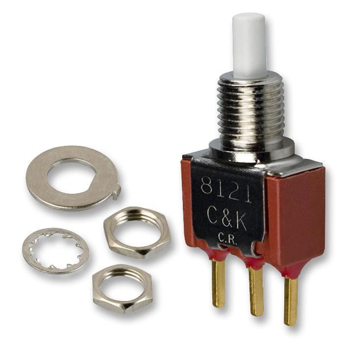 C & K COMPONENTS 8125SHZBE Pushbutton Switch, SPDT, (On), 20 V, 20 V, Solder