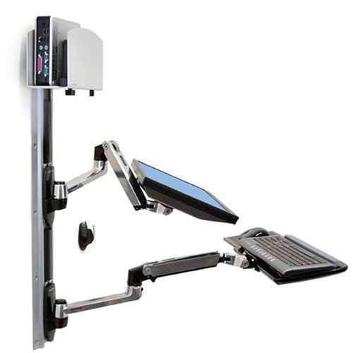 Ergotron LX Wall Mount System with Medium Silver CPU Holder