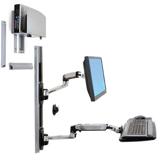 Ergotron LX Wall Mount System with Medium Silver CPU Holder