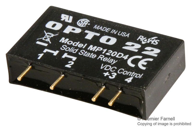 OPTO 22 MP120D4 Solid State Relay, 4 A, PCB, Through Hole, 12 VAC, 140 VAC