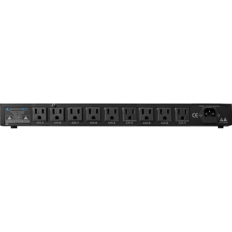 Technical Pro SURGE9 Rackmount 9-Outlet Power Strip with 5V USB Charging Port