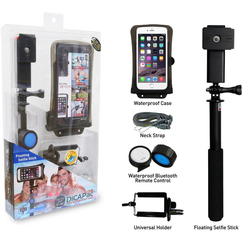 DiCAPac DRS-C2 Floating Monopod Bundle with Bluetooth 4.0 Remote Control for 5.7" Smartphone