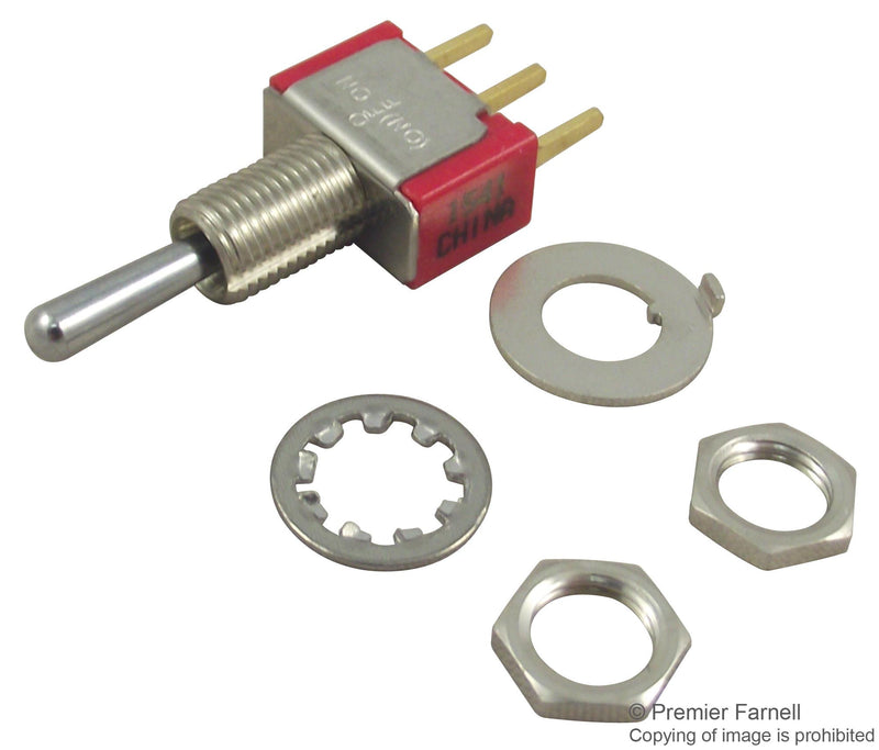 TE CONNECTIVITY A107SYCB04 Toggle Switch, SPDT, Non Illuminated, On-Off-(On), A Series, Panel