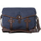 Barber Shop Small Messenger Pageboy Camera Bag (Blue Canvas & Brown Leather)