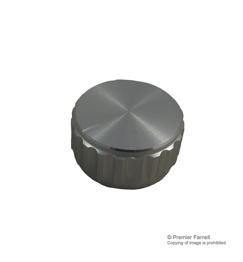 MULTICOMP 30T-2D Knob, Round Shaft, 6.35 mm, Aluminium, Round with Top Indicator Line, 30 mm