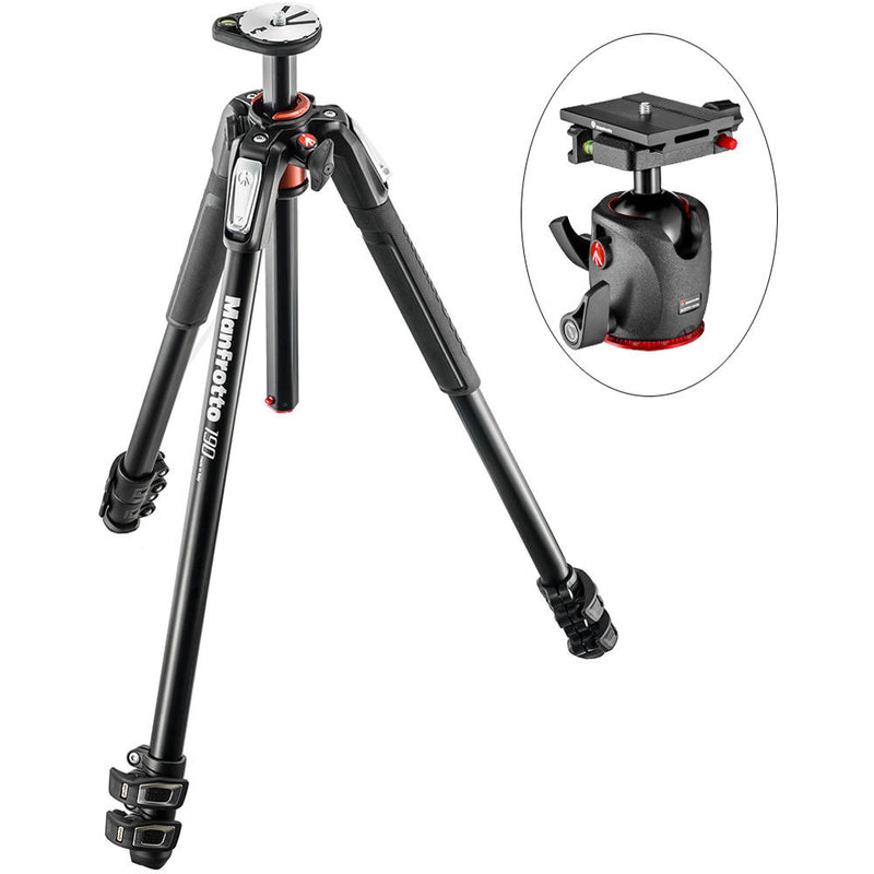 Manfrotto MT190XPRO3 Aluminum Tripod and XPRO Ball Head with Top Lock Quick-Release System