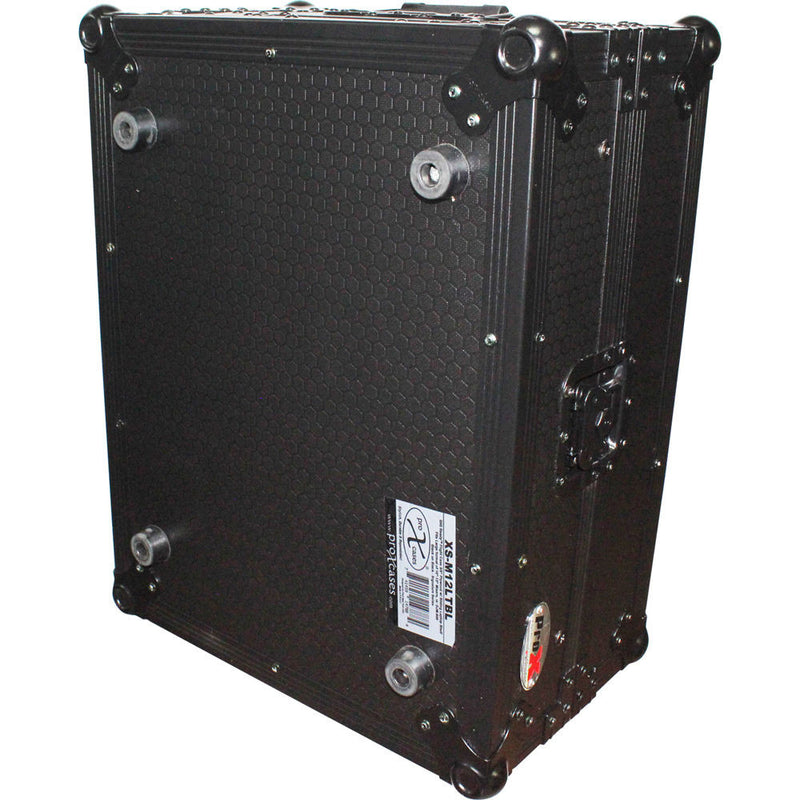 ProX Mixer Case for Large Format 12" DJ Mixers with Laptop Shelf (Black on Black)