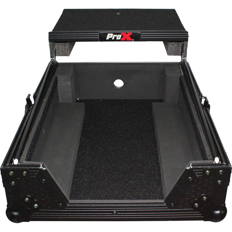 ProX Mixer Case for Large Format 12" DJ Mixers with Laptop Shelf (Black on Black)