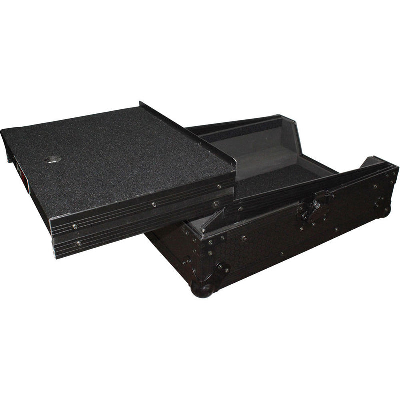 ProX Mixer Case for Large Format 12" DJ Mixers with Laptop Shelf (Black on Black)