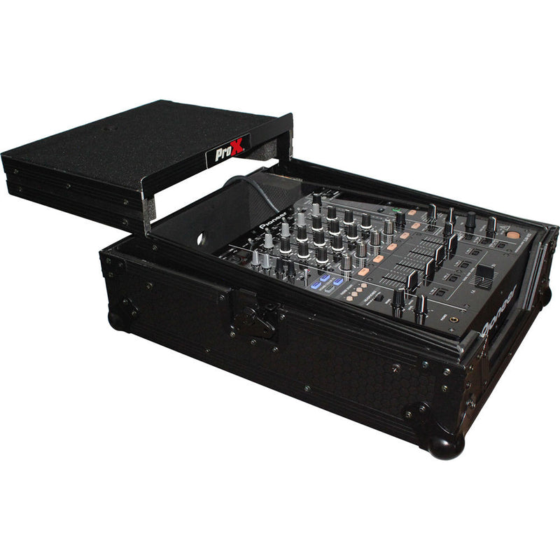 ProX Mixer Case for Large Format 12" DJ Mixers with Laptop Shelf (Black on Black)