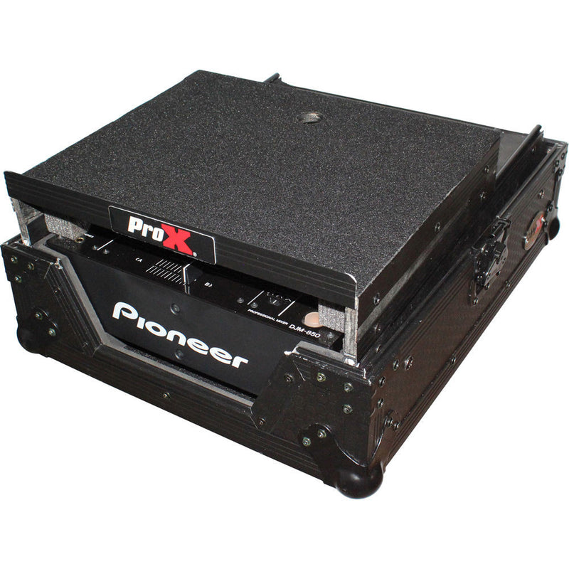 ProX Mixer Case for Large Format 12" DJ Mixers with Laptop Shelf (Black on Black)