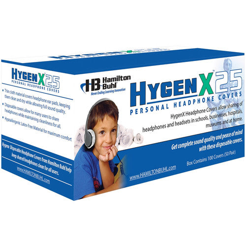 HamiltonBuhl Pack of HygenX 4.5" Disposable Sanitary Ear Cushion Covers for Over-Ear Headphones and Headsets (Black, 12-Pack, 50 Pairs Each)