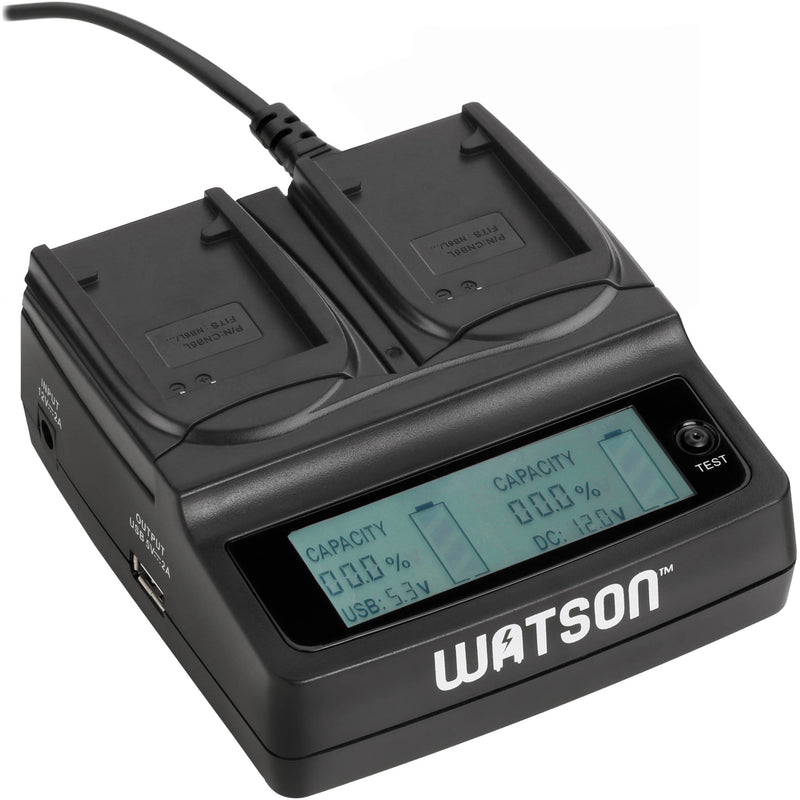 Watson Duo LCD Charger Kit with 2 Battery Adapter Plates for NB-6L, NB-6LH or DMW-BCM13