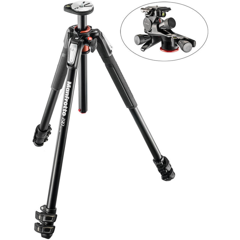 Manfrotto MT190XPRO3 Aluminum Tripod with XPRO Geared 3-Way Pan/Tilt Head Kit