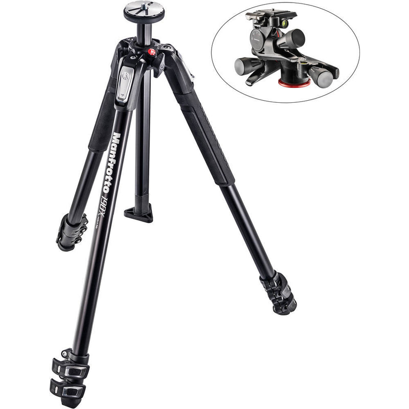 Manfrotto MT190X3 Aluminum Tripod with XPRO Geared 3-Way Pan/Tilt Head Kit