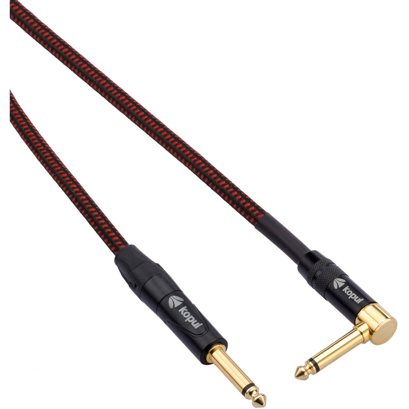 Kopul Premium Instrument Cable 1/4" Male Right-Angle to 1/4" Male with Braided Fabric Jacket (50')