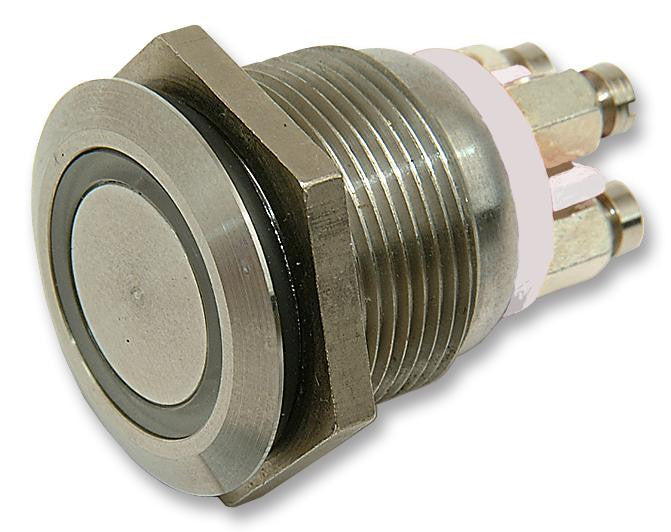 BULGIN MPI002/TERM/D5 Vandal Resistant Switch, SPST-NO, Chrome, Screw, 50 mA