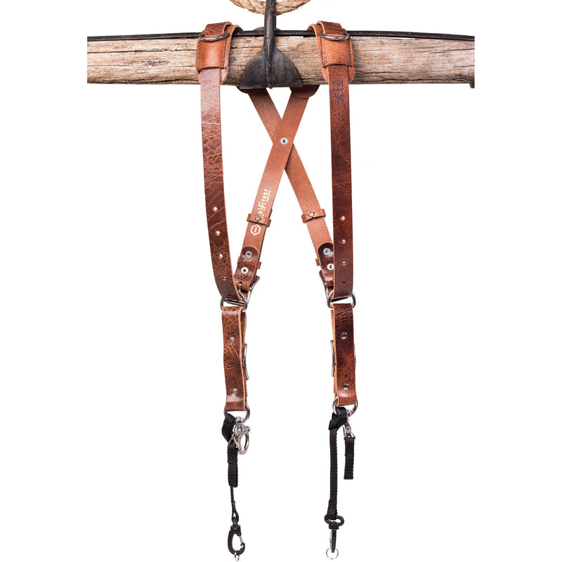 HoldFast Gear Money Maker Water Buffalo Skinny 2 Camera Harness (Tan, Small)