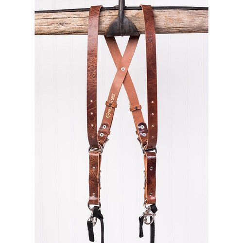 HoldFast Gear Money Maker Water Buffalo Skinny 2 Camera Harness (Tan, Medium)