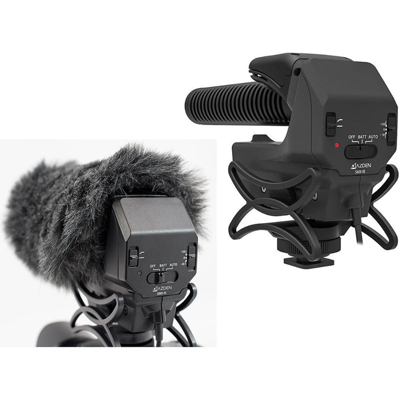 Azden SMX-15 Shotgun Video Mic and Furry Windshield Cover Kit