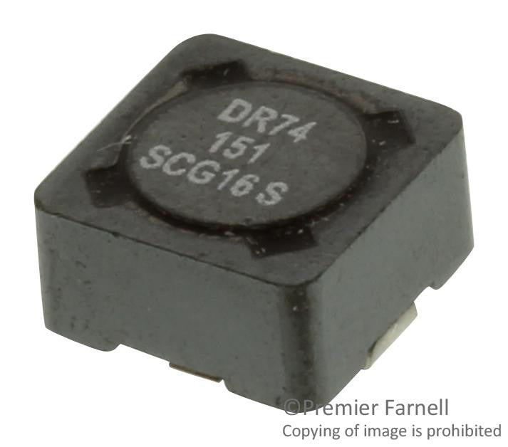 EATON COILTRONICS DR74-151-R Surface Mount Power Inductor, DR Series, 150 &micro;H, 690 mA, 810 mA, Shielded