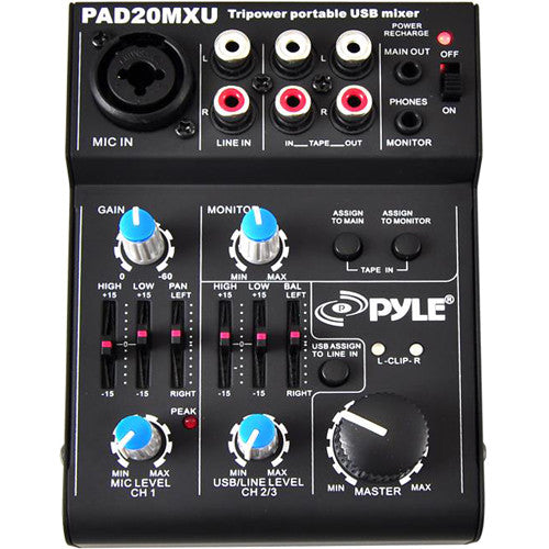 Pyle Pro 5-Channel Compact Audio Mixer with USB Interface