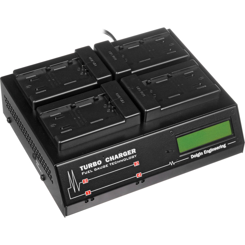 Dolgin Engineering TC400 Four-Position Simultaneous Battery Charger for Panasonic VBD58, VBR118G, VBR89G, VBR59P, and D54 (Interchangeable Plates)