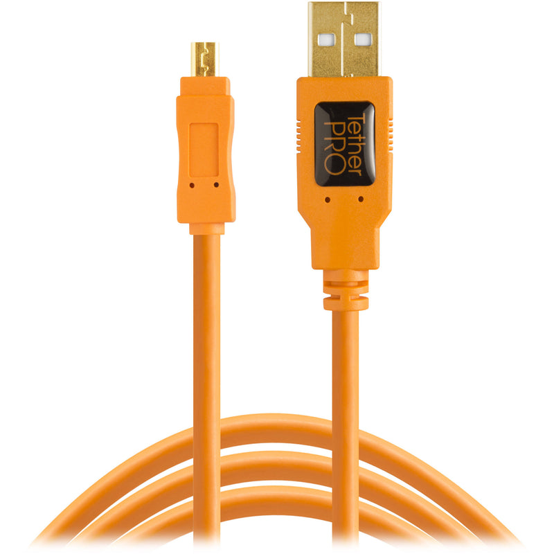 Tether Tools TetherPro USB 2.0 Type-A Male to Mini-B Male Cable (15', Orange)