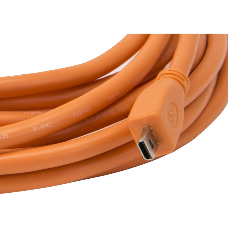 Tether Tools TetherPro USB 2.0 Type-A Male to Mini-B Male Cable (15', Orange)