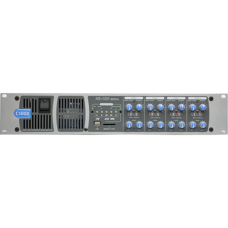 Cloud USA 46-120 4-Zone 2U Rack-Mountable Mixer Amplifier